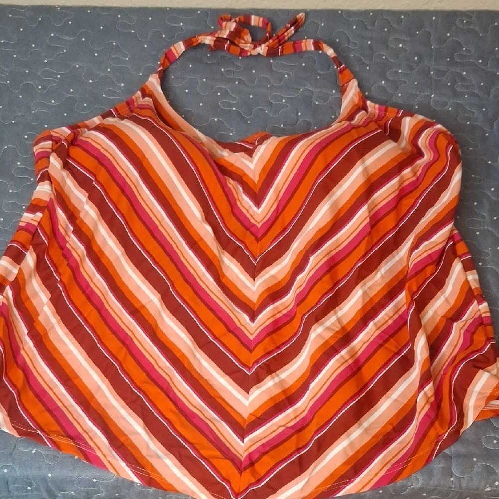 Mynah Multicolor Striped Halter Tankini Swim Top size XXL